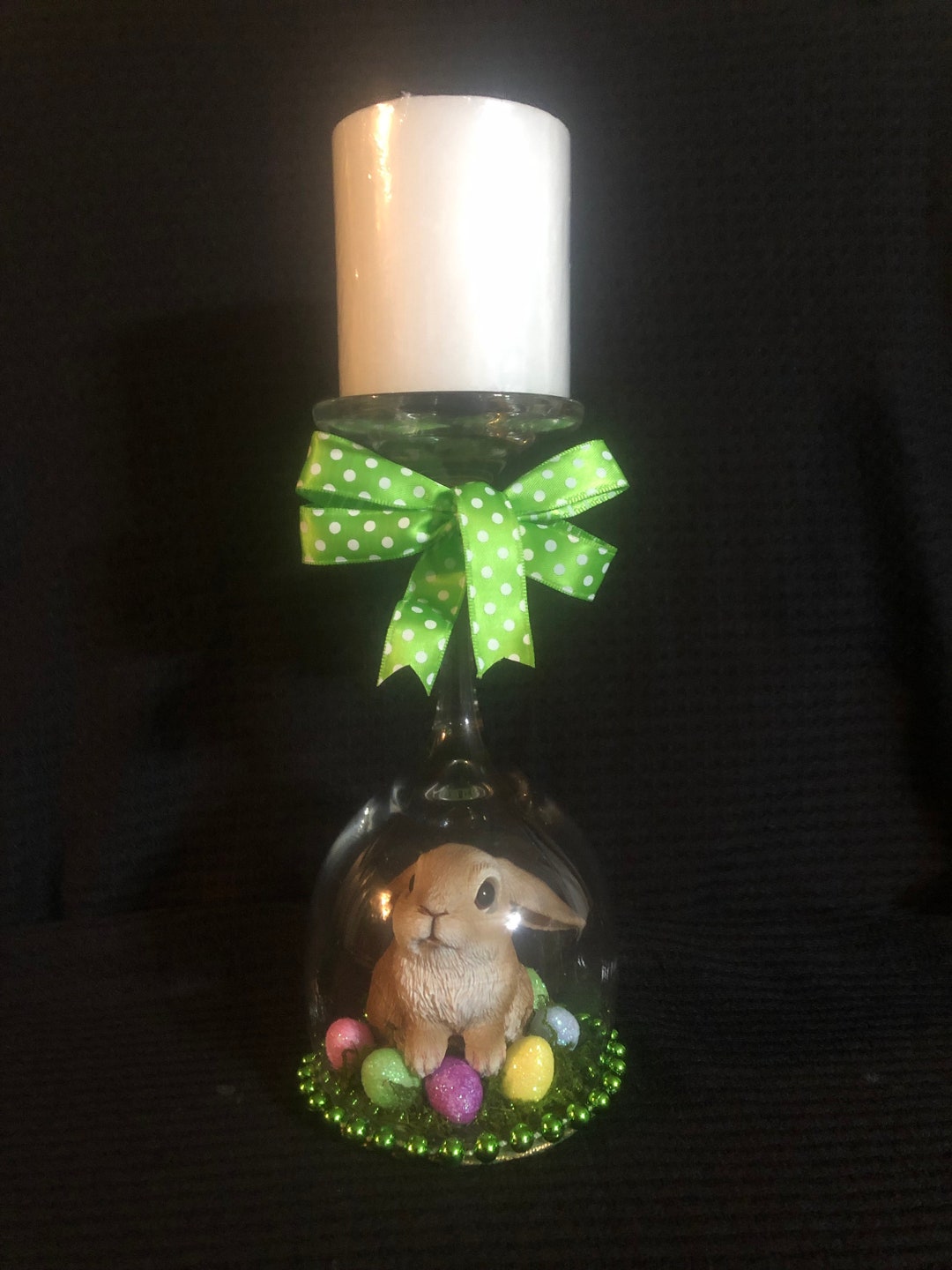 Easter Bunny Candle Holder Wineglass Etsy