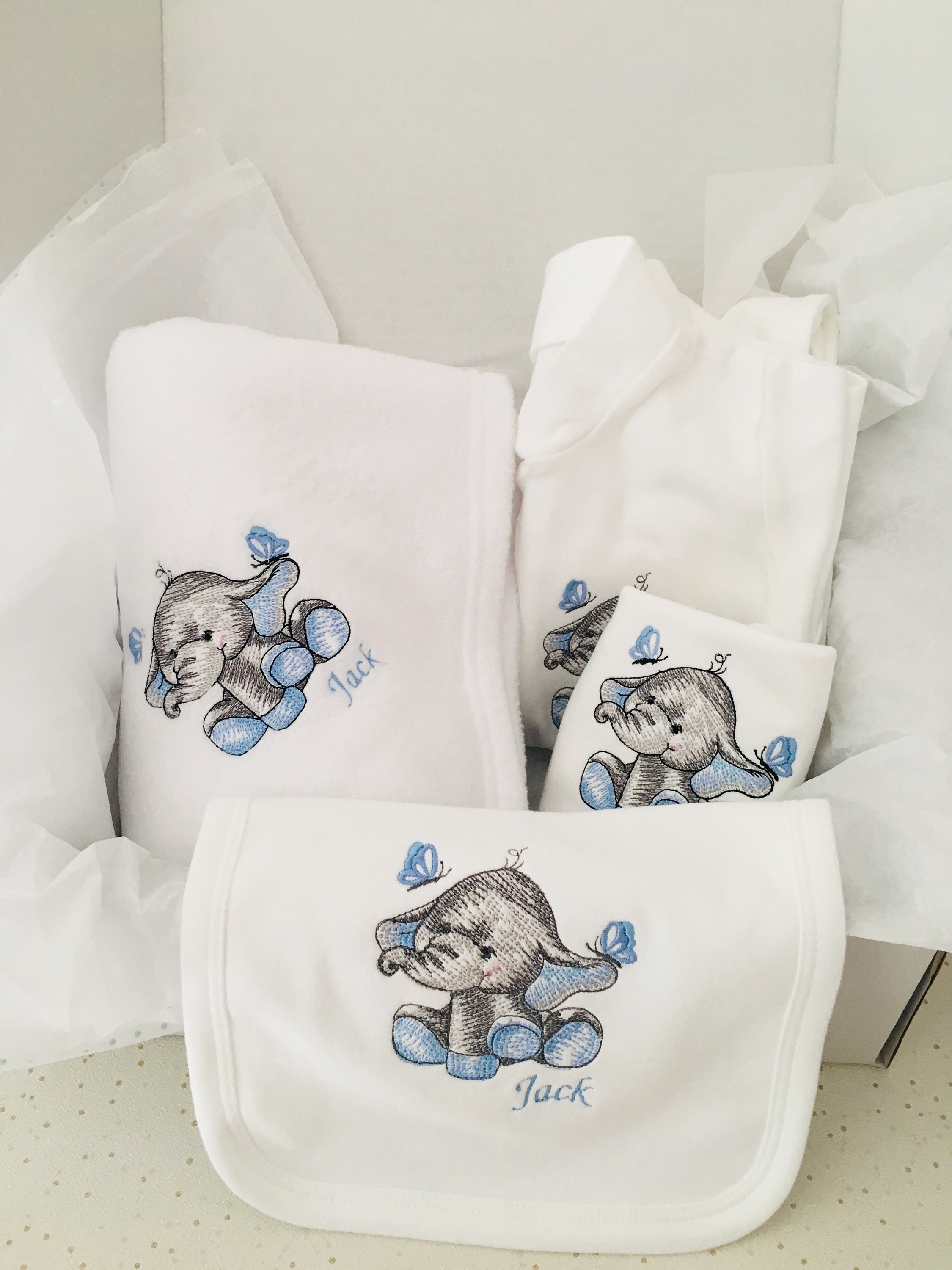 Embroidered baby gift setelephant personalised newborn baby Etsy