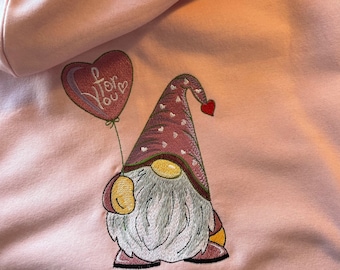 Gnome embroidered hoody, adult sweatshirt, cute gonk jumper, gnome design on a hoody, gnome gift for her or him, unisex hoody