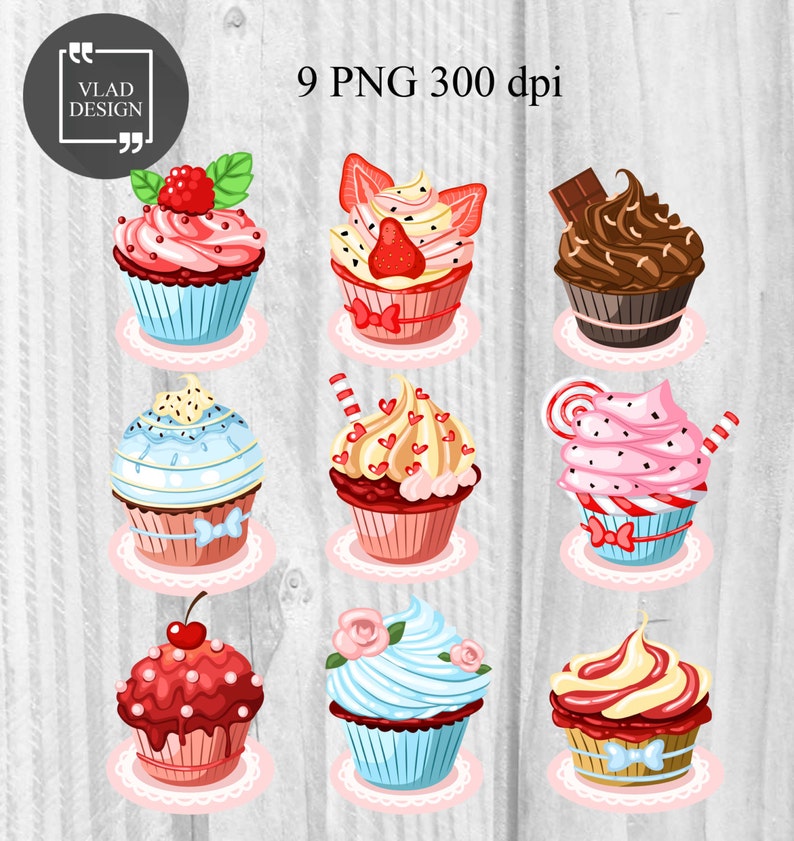 9 Cupcakes Clipart Liebe Cupcake Digitale 9 Cupcakes Clipart Liebe Cupcake Digitale