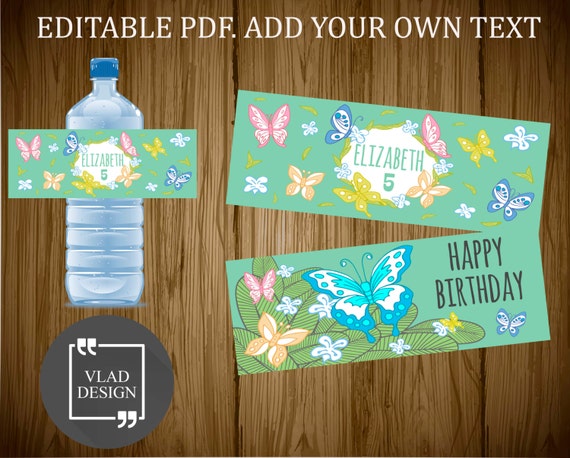 Editable PDF Happy birthday water bottle label Party water | Etsy