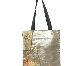 Handgenaaide zijden kimono-obi-draagtas, A4-formaat, vintage Japans design