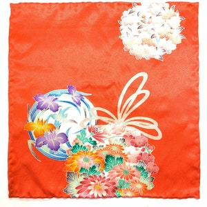 KinuJapan-Kimono Einstecktuch, Hand gerolltes Einstecktuch, rotes Einstecktuch - Herren florales Seiden-Einstecktuch, handgerolltes Taschentuch