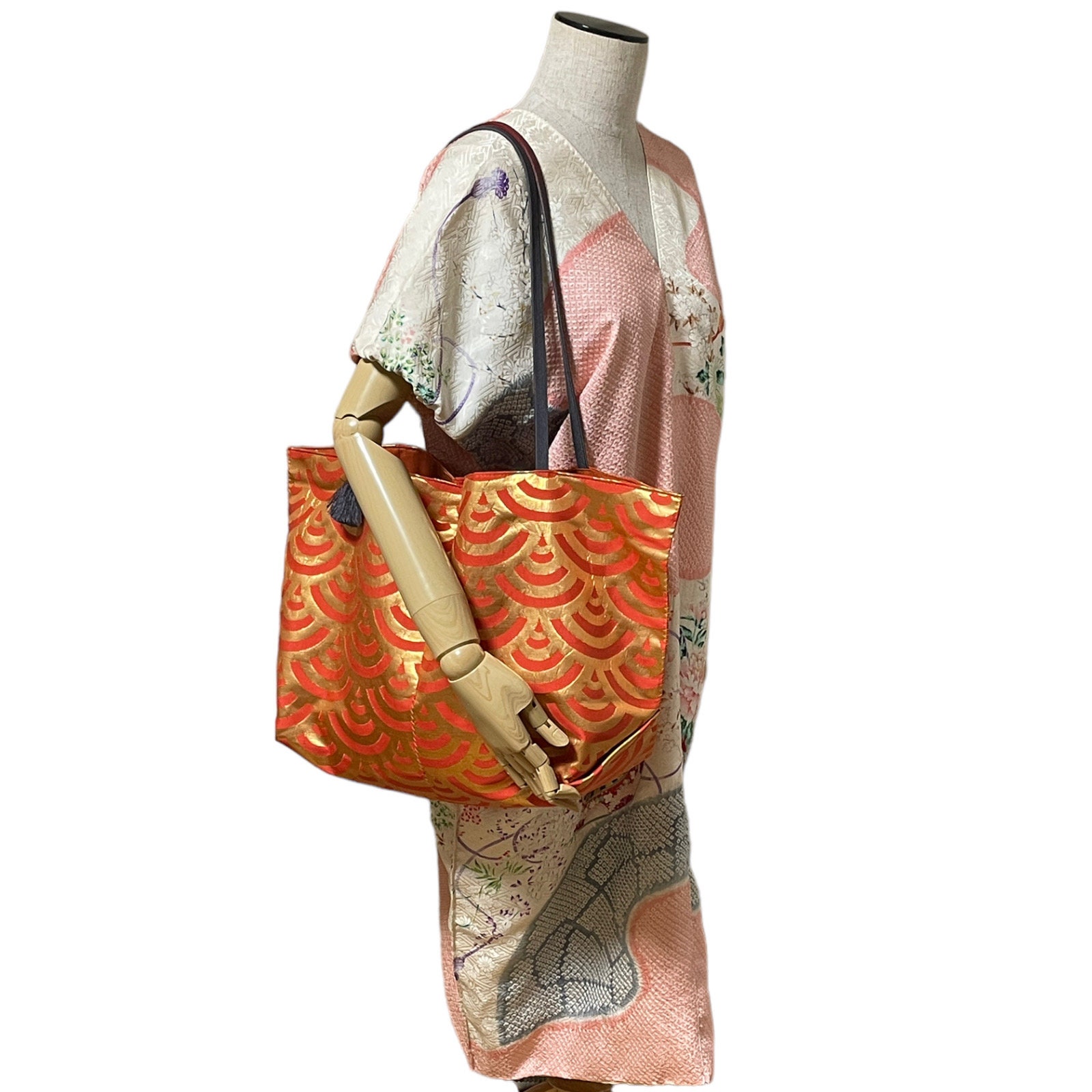 Kinujapan-obi Remake Bag, Kimono Remake Bag, Fabric Tote Bag