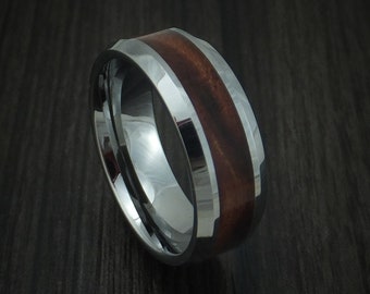 Tungsten Band with Desert Ironwood Burl Wood Inlay Custom Made Ring