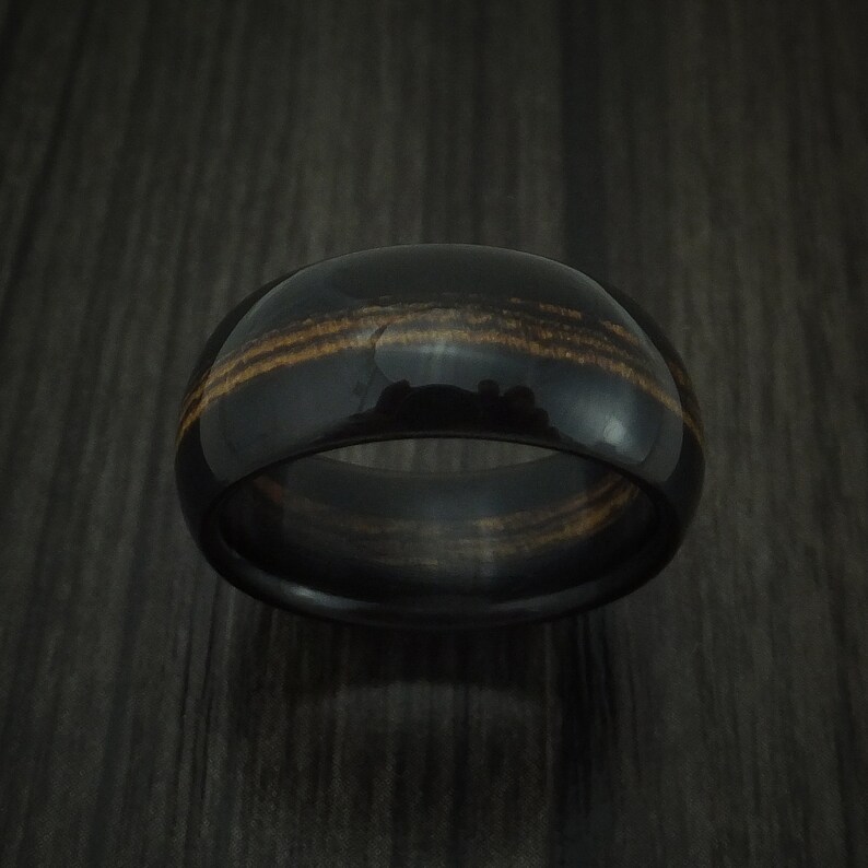African Blackwood and Zebrawood Band Custom Made Wood Ring
