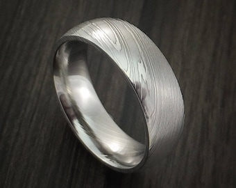 Damascus steel ring wedding band genuine craftsmanship