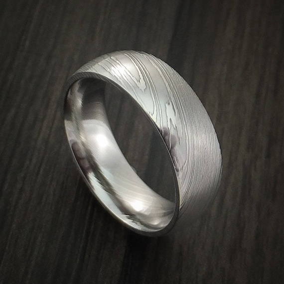 Damascus steel ring wedding band genuine craftsmanship
