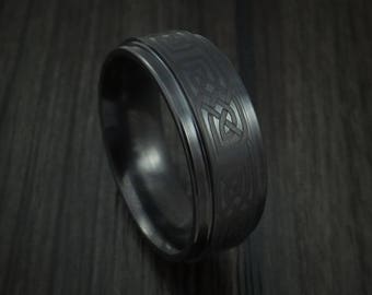 Black ceramic celtic ring custom made band