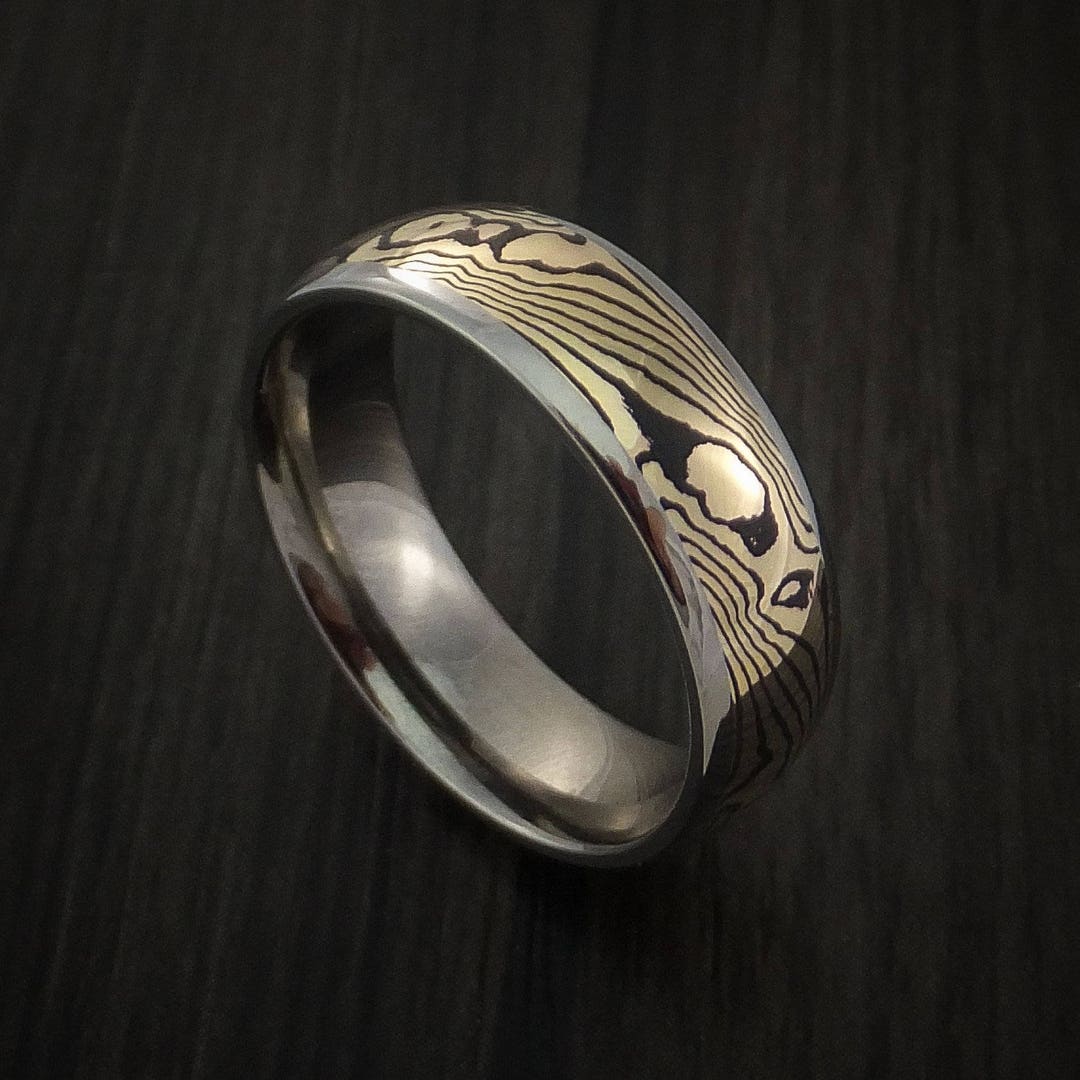 Titanium and Mokume Gane Ring Custom Made to Any Size Yellow - Etsy