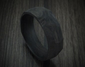 Solid Forged Carbon Fiber Faceted Men's Ring