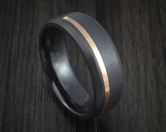 Black zirconium ring with 14k rose gold inlay custom made band