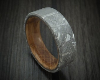 Gibeon Meteorite and Wood Sleeve Men's Ring Custom Made
