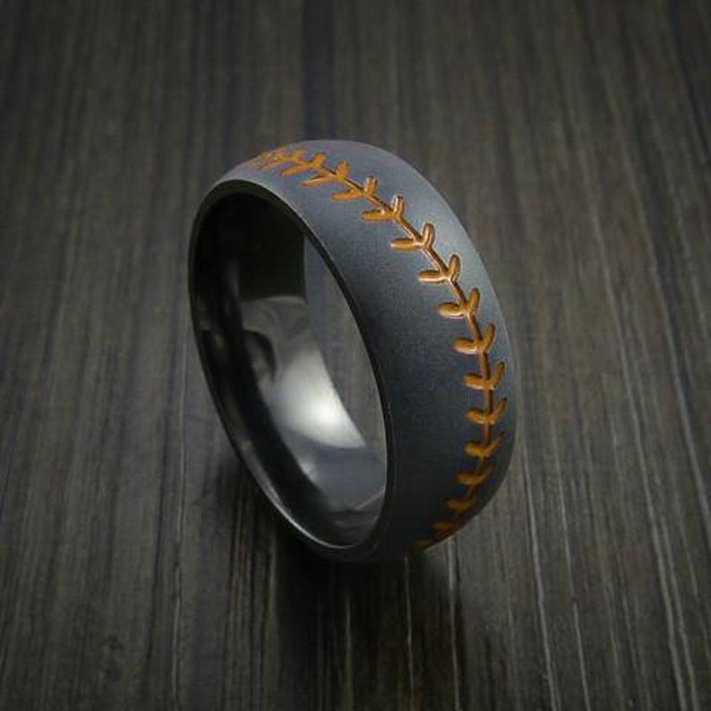 Bague de baseball zirconium noir avec explosion perle ...
