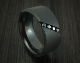 Black Zirconium and Black Diamond Band Custom Made Men's Ring