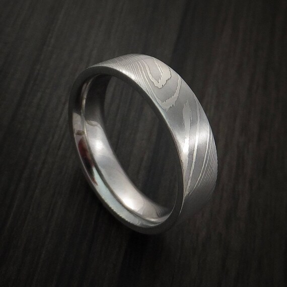 Damascus steel ring wedding band genuine craftsmanship