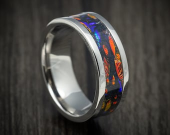 Titanium and Dichrolam Inlay Ring Custom Made Band