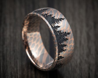 Superconductor Men's Ring with Pine Tree Design Custom Made Band