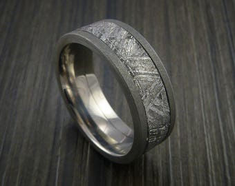 Titanium Ring with Gibeon Meteorite Inlay Custom Made Wedding Band