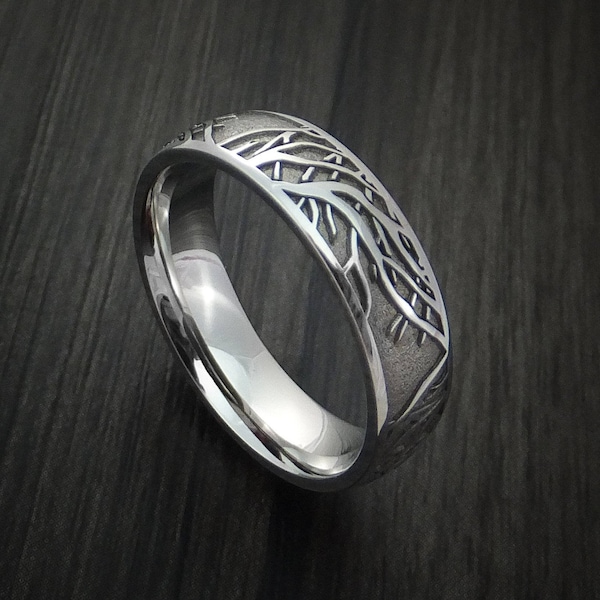 Cobalt chrome ring with tree branch pattern custom made band