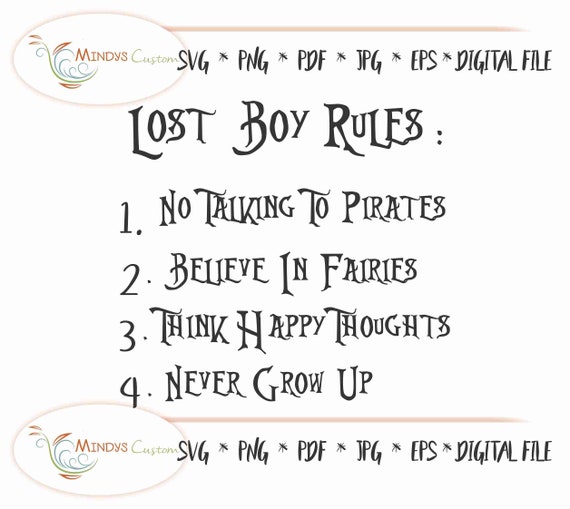 Download Lost Boys Svg Lost Boy Rules Lost Boys Printable Peter Etsy