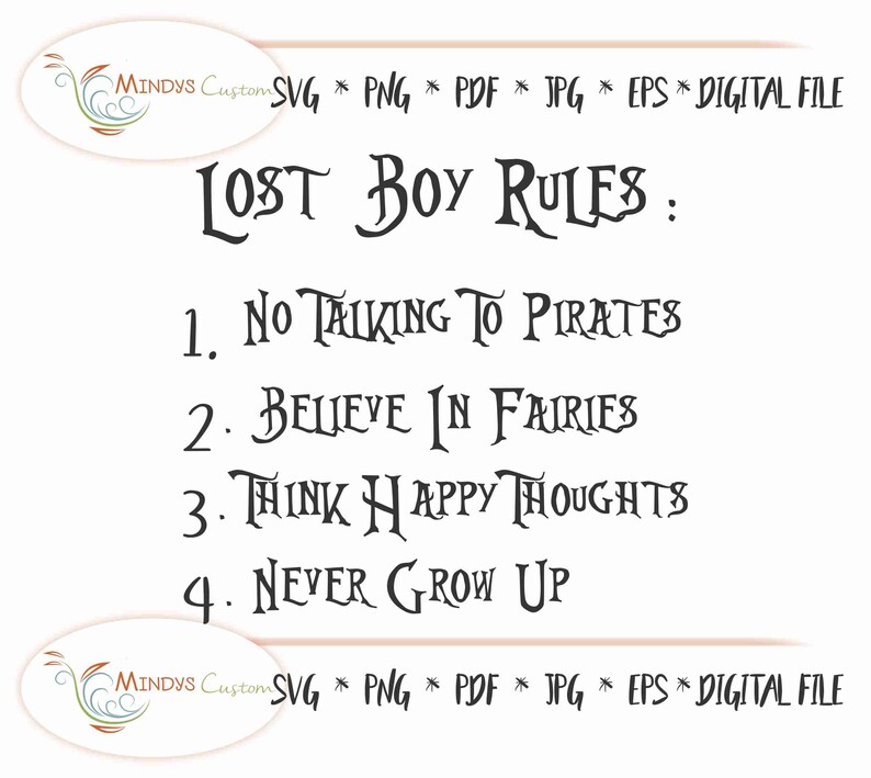 Lost Boys SVG Lost Boy Rules Lost boys Printable Peter | Etsy