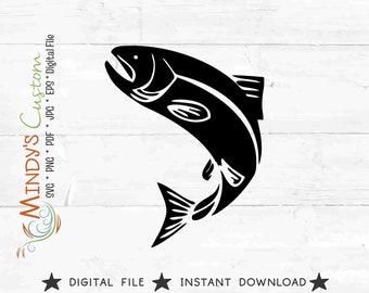 Trout SVG Fish Fishing File Trout Cut File Guy Cutting Brown Trout Fish  Fisherman Trout Jumping Trout outline svg Instant Download Fish SVG