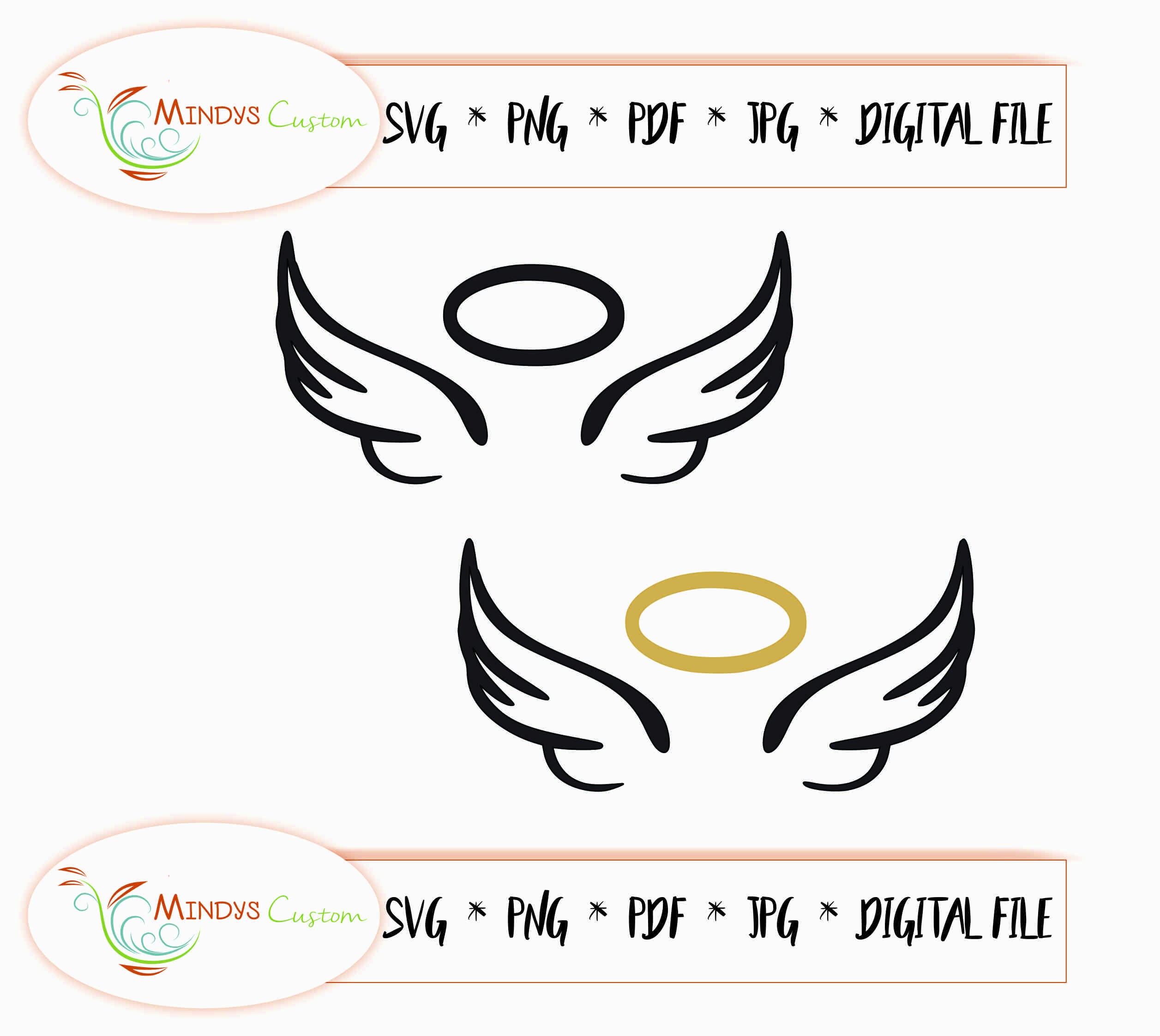 Download Angel Wings SVG Angel Wings Cut File Halo Cut File SVG | Etsy