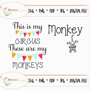 Dit is mijn circus, dit zijn mijn apen circus SVG circus partij aap SVG apen gekke apen aap SVG snijden bestanden direct downloaden