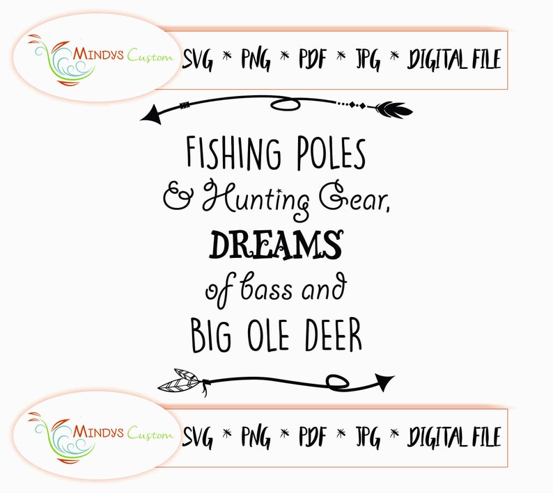 Fishing Poles Hunting Gear Hunting Nursery Boy fishing nursery decor Hunting Gear Dreams Bass And Big Ole Deer SVG addicted fishing image 6