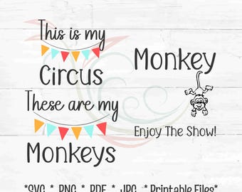 Este es mi circo, estos son mis monos, invitación para fiesta de cumpleaños, decoración de circo, invitación de mono, descarga de circo, banderines de circo, digital instantáneo