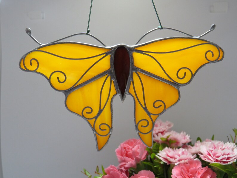 Stained Glass Butterfly Window Panel Etsy