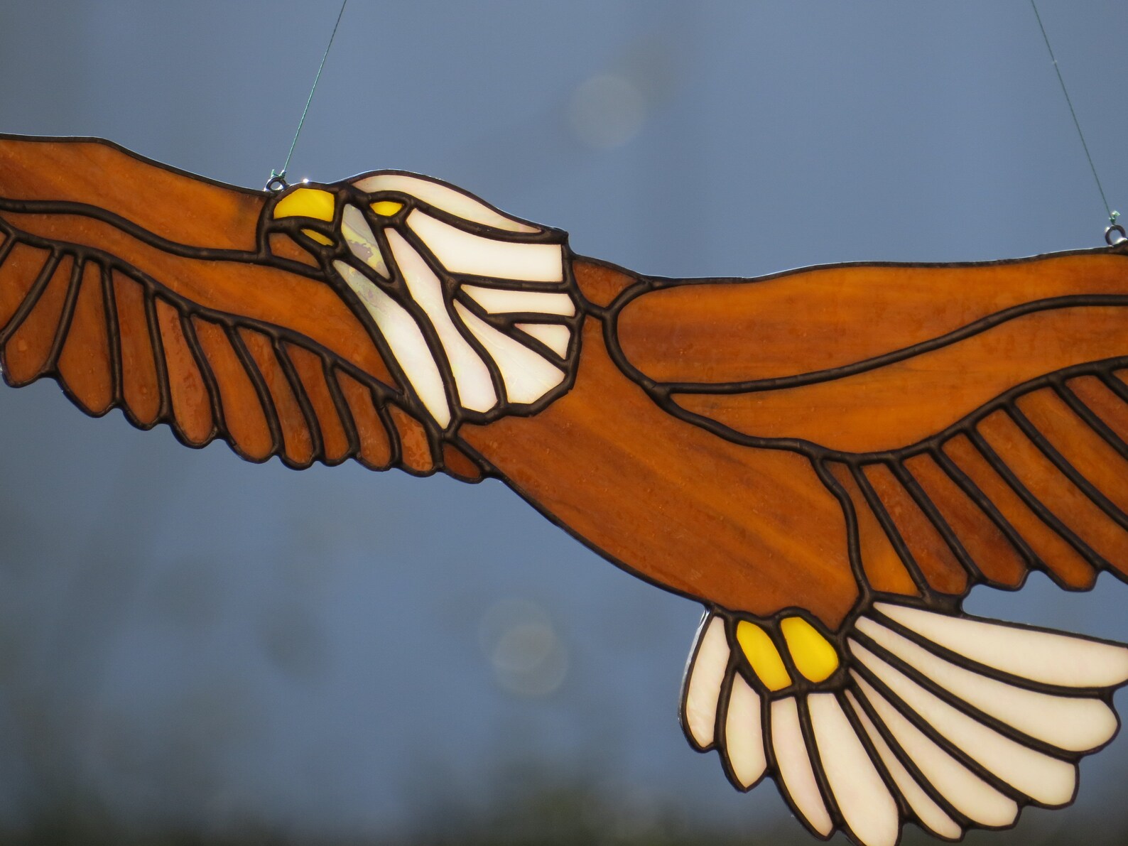 Stained glass eagle window panel Etsy