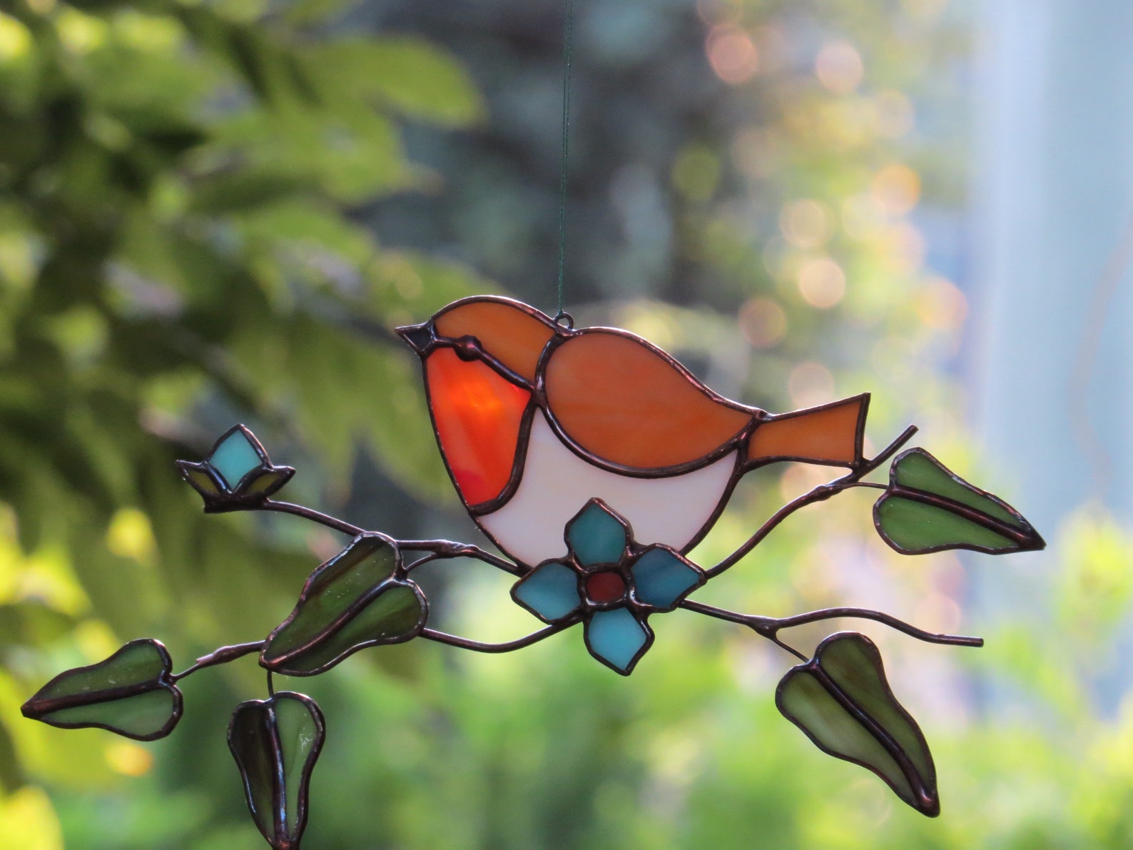 Rote Rotkehlchen Fensterscheibe aus Glas | Etsy