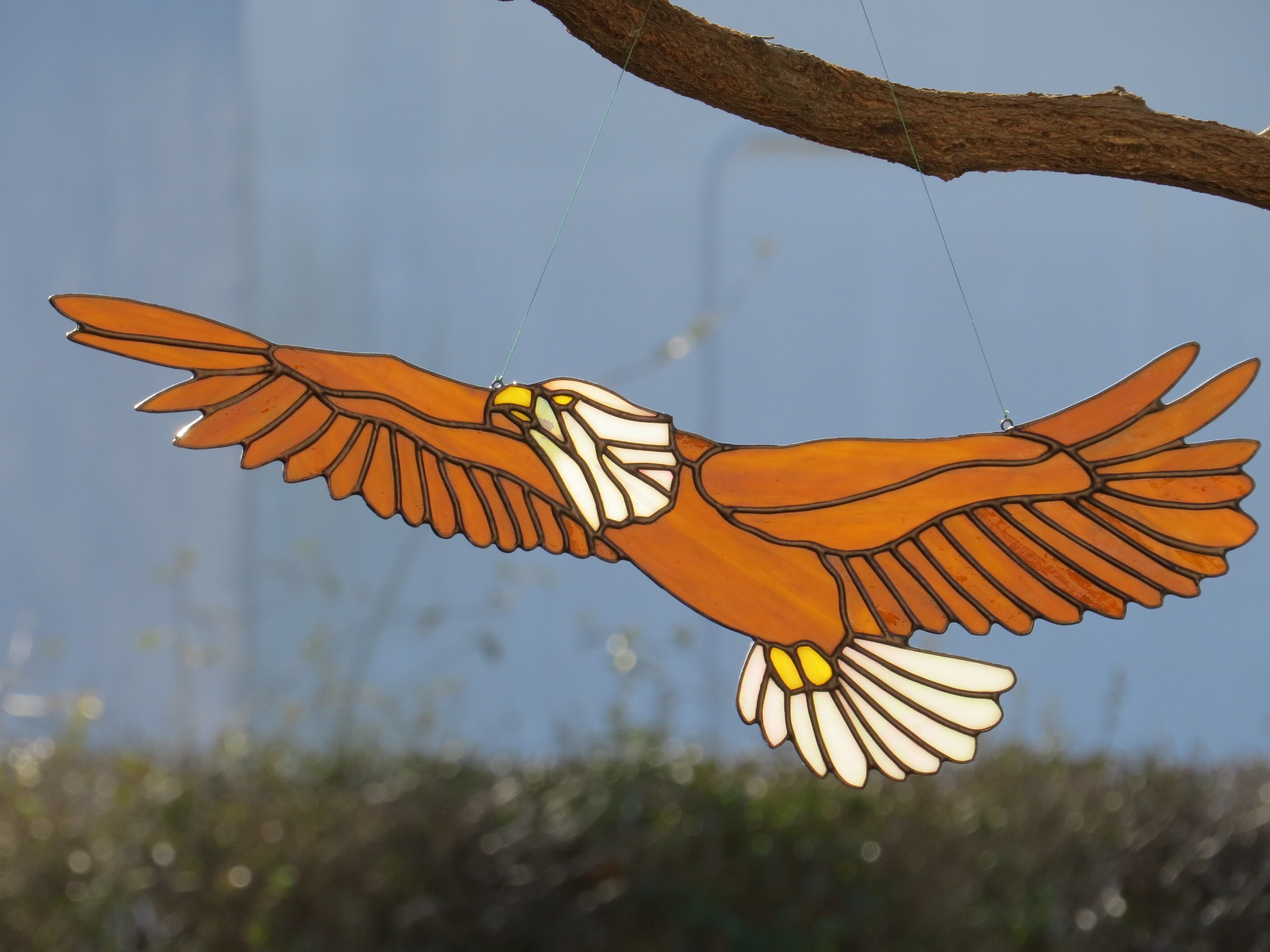 Stained glass eagle window panel Etsy