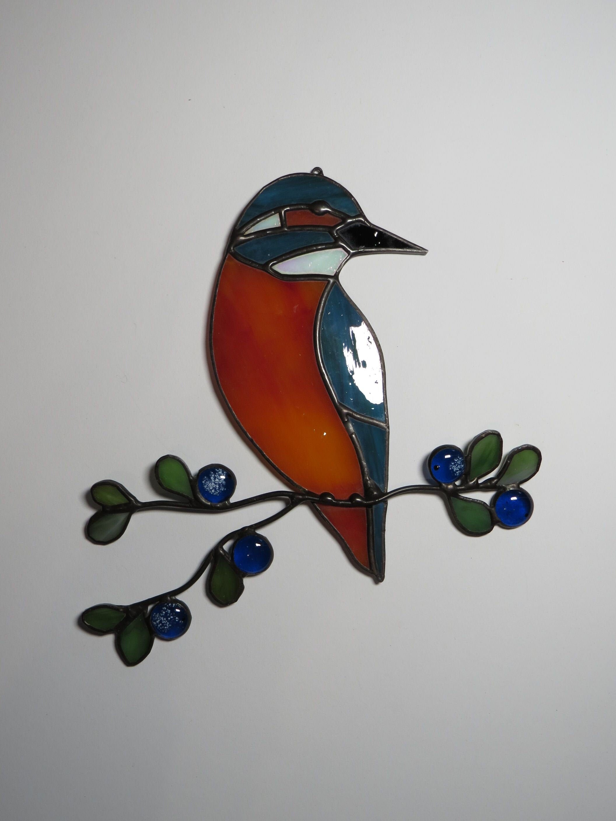 Stained glass kingfisher suncatcher Etsy