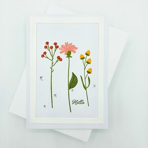 Floral, Amigo, Hola, Tarjeta de felicitación, En blanco Por dentro