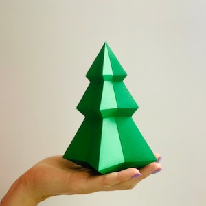 Christmas Tree - Make your own Low poly decoration, Christmas Origami, 3D Paper sculpture, Papercraft DIY Xmas tree, PDF template,