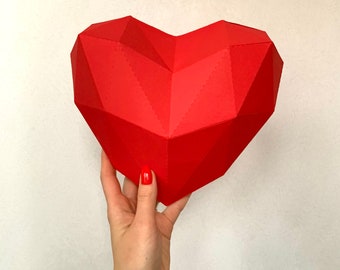 Heart - Make your own Low poly papercraft gift for Valentines Day, DIY PDF and SVG tutorial