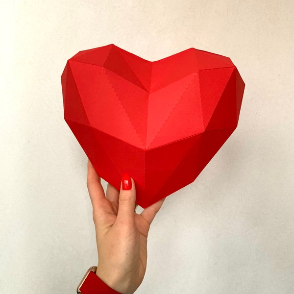 Heart - Make your own Low poly papercraft gift for Valentines Day, DIY PDF and SVG tutorial