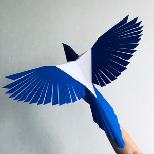 Magpie - Crea il tuo uccello di carta volando, Uccello geometrico, Scultura low poly, Uccello di carta, Magpie 3D