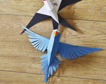 ペーパーアートのインコ 立体作品 ペーパーアートのインコ 立体作品