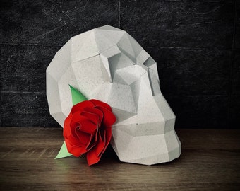 Skull - Low poly papercraft 3d model, PDF template