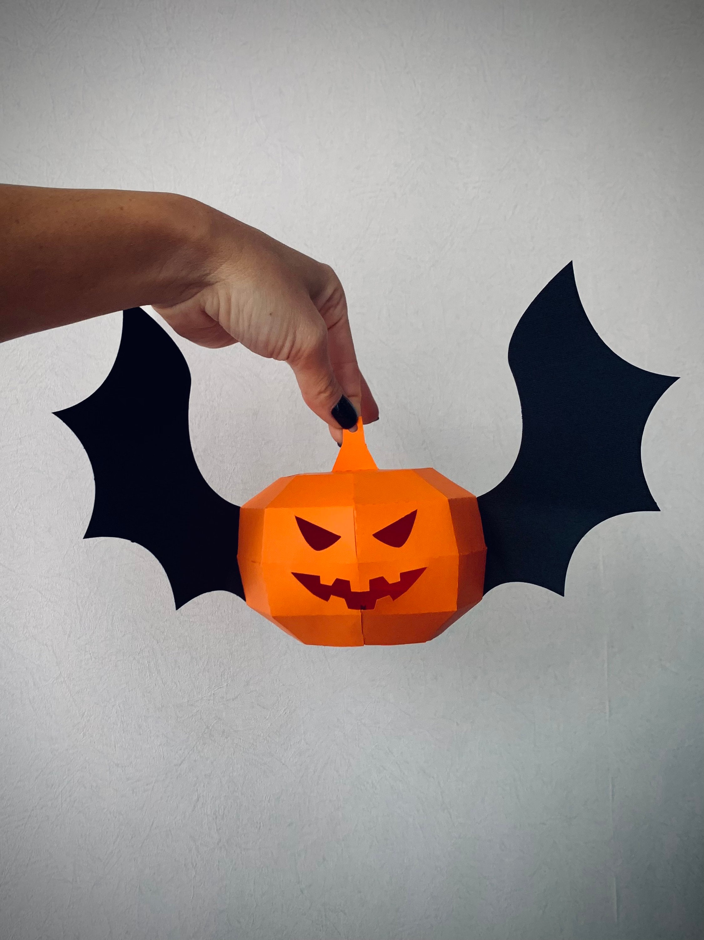 Winged Pumpkin Papercraft - Low Poly 3D Halloween Decor (PDF Template ...