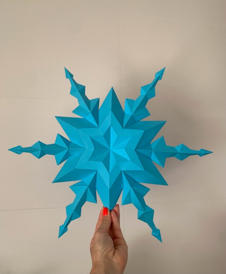 Snowflake - Make your own papercraft decoration, Christmas Origami, 3D Paper sculpture, PDF template, SVG, Cricut image 2