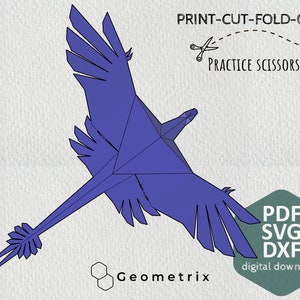 Modèle pour mobile en papier Microraptor – Art mural dinosaure 3D (téléchargement numérique)