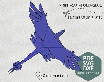 Microraptor Paper Mobile Template – 3D Dinosaur Wall Art (Digital Download)
