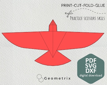 Low Poly Bird Papercraft: Geometric Sculpture PDF Template