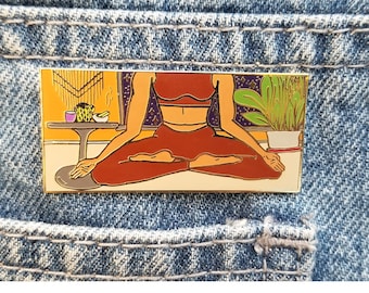 Lotus Legs Enamel Pin - Golden Tone