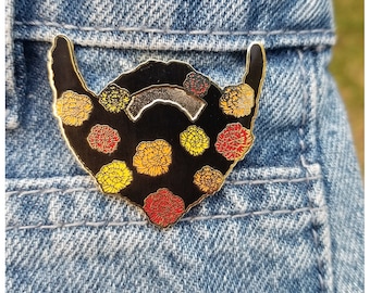 Floral Beard Enamel Pin - Warm Tone